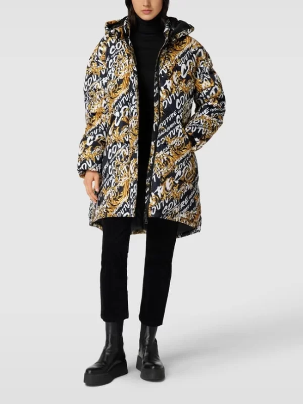Versace Jeans Couture Steppjacke Mit Allover-Logo – Schwarz 1