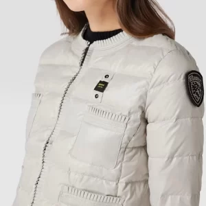 Blauer Usa Daunenjacke In Stepp-Optik – Silber 11