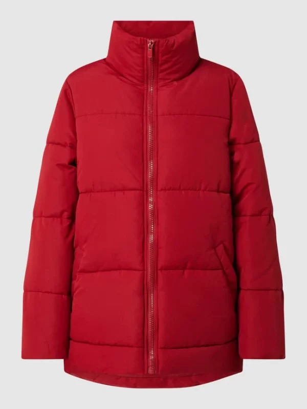 Vila Oversized Steppjacke Mit Stehkragen Modell ‘Vitrust’ – Wattiert – Dunkelrot 3