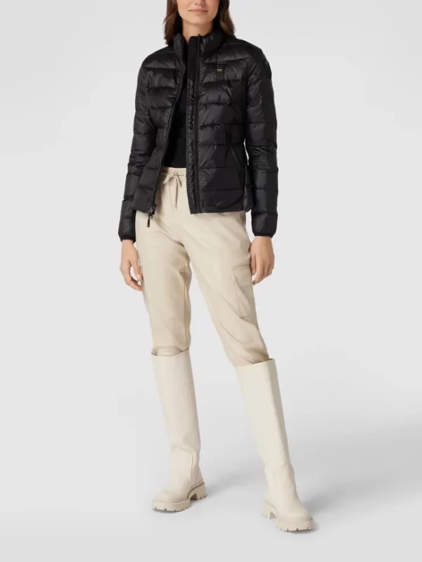 Blauer Usa Daunenjacke Mit Brand-Detail – Schwarz 1