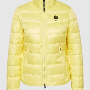 Blauer Usa Daunenjacke In Stepp-Optik – Gelb 9