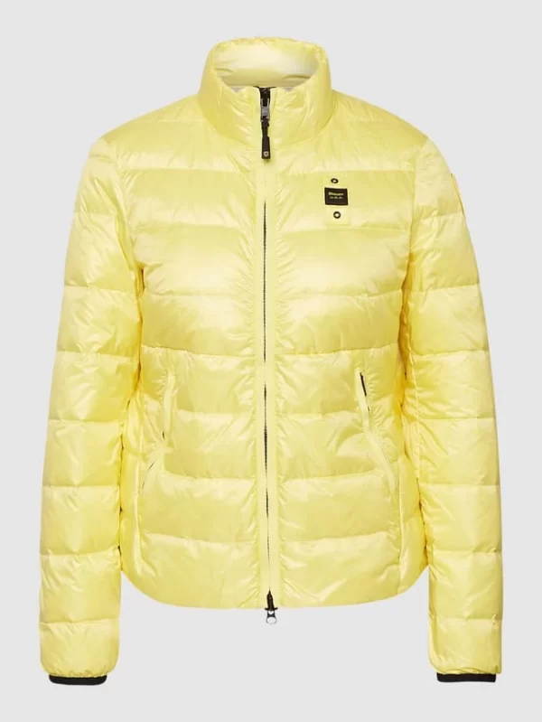 Blauer Usa Daunenjacke In Stepp-Optik – Gelb 3