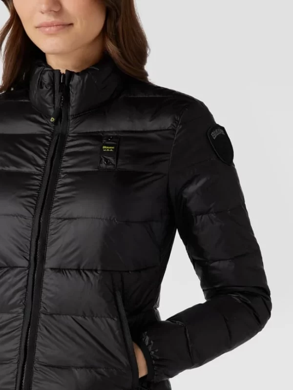 Blauer Usa Daunenjacke Mit Brand-Detail – Schwarz 4