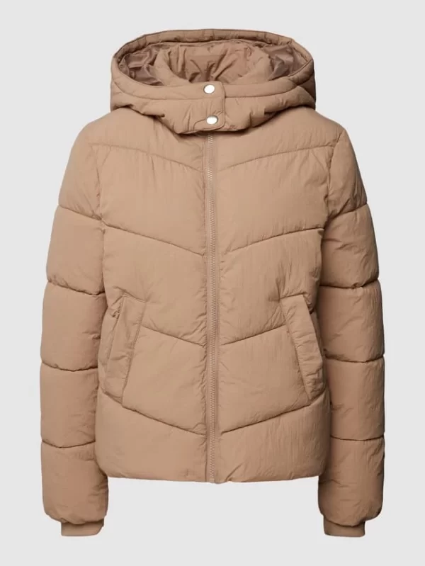 Pieces Steppjacke Mit Kapuze – Taupe 3