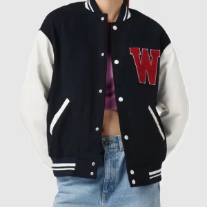 REVIEW College-Jacke Mit Stehkragen – Marineblau 13