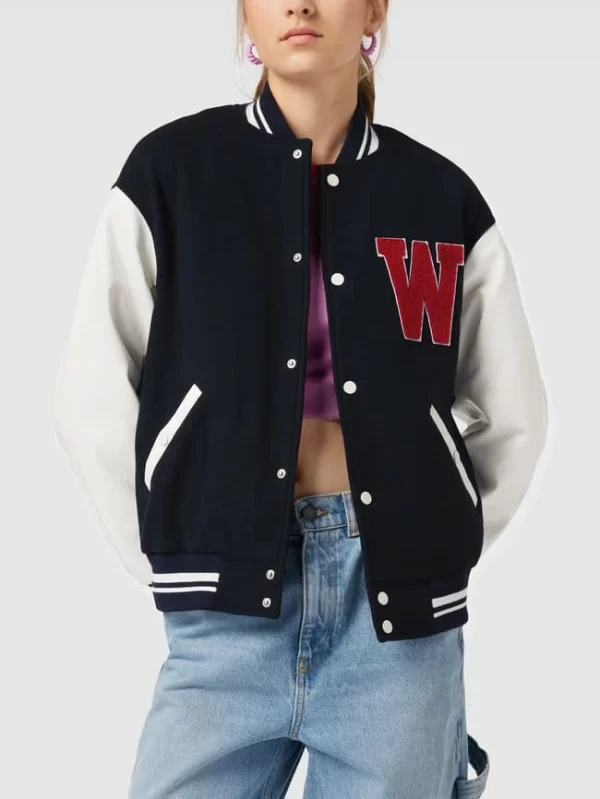 REVIEW College-Jacke Mit Stehkragen – Marineblau 5