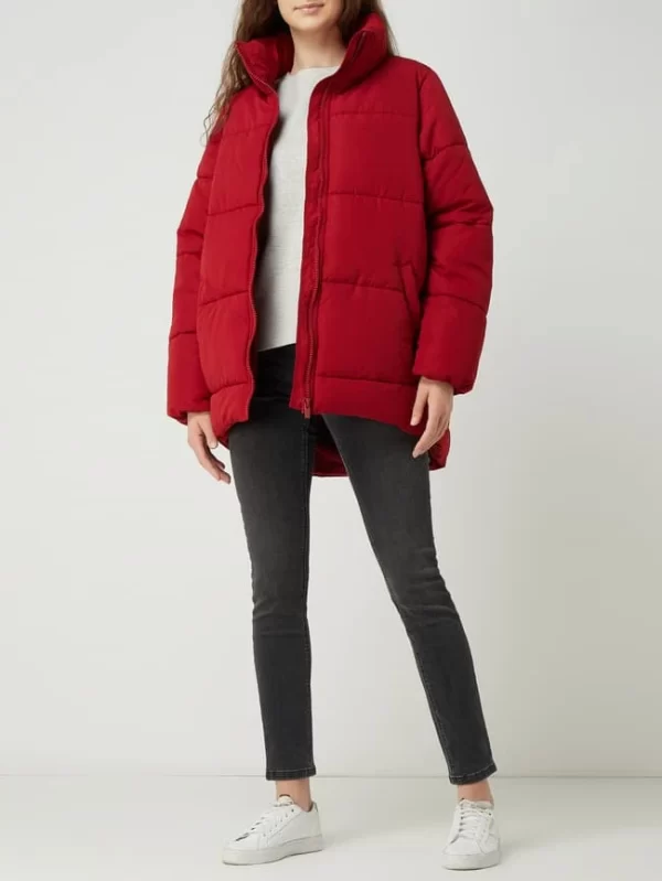 Vila Oversized Steppjacke Mit Stehkragen Modell ‘Vitrust’ – Wattiert – Dunkelrot 1
