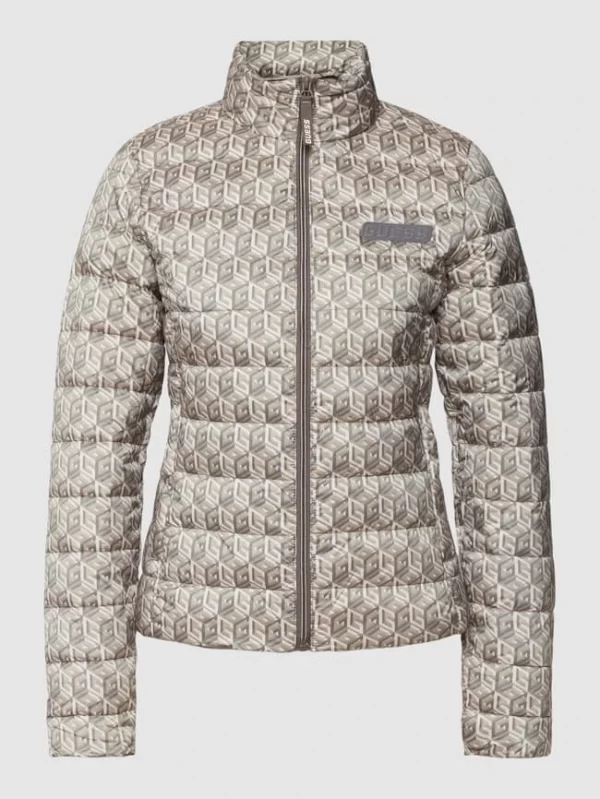 Guess Activewear Steppjacke Mit Allover-Muster Modell ‘EIREEN’ – Hellgrau 3