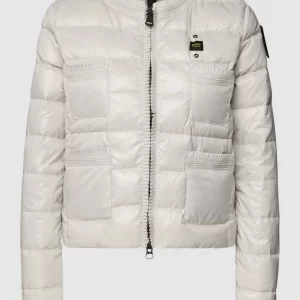 Blauer Usa Daunenjacke In Stepp-Optik – Silber 9
