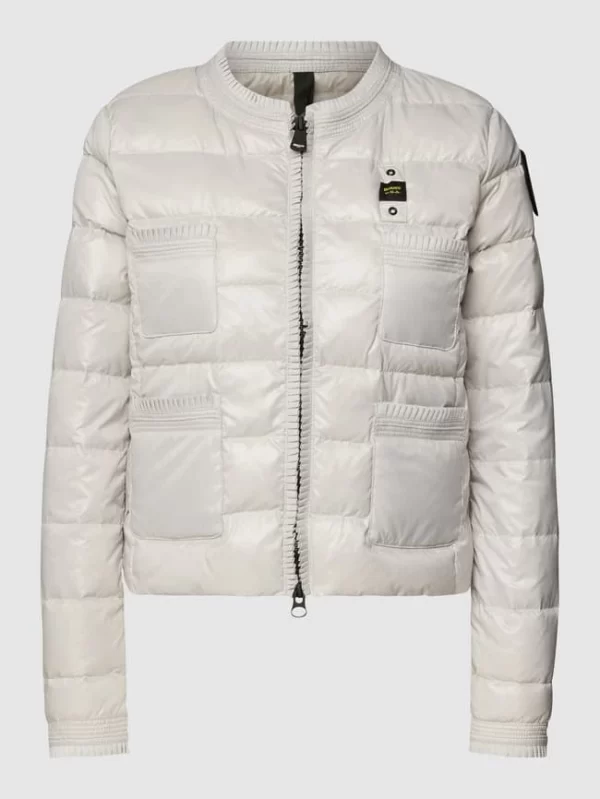 Blauer Usa Daunenjacke In Stepp-Optik – Silber 3