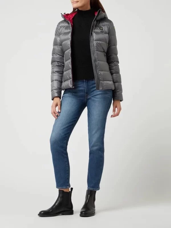 Blauer Usa Daunenjacke Mit Kapuze – Silber 1