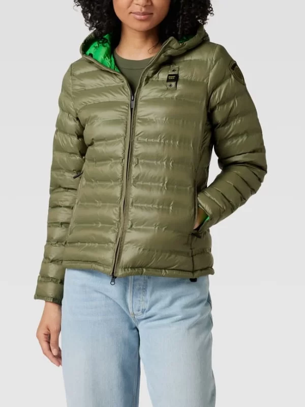 Blauer Usa Steppjacke Mit Label-Patch – Olivgrün 5