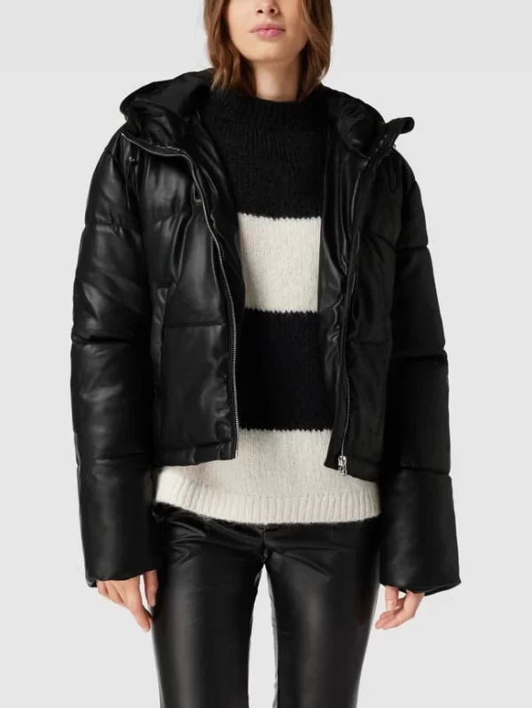 REVIEW Steppjacke In Leder-Optik – Schwarz 5