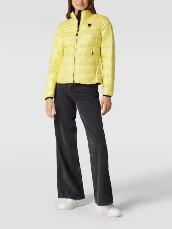 Blauer Usa Daunenjacke Mit Brand-Detail – Gelb 1