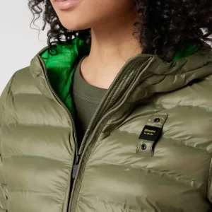 Blauer Usa Steppjacke Mit Label-Patch – Olivgrün 11