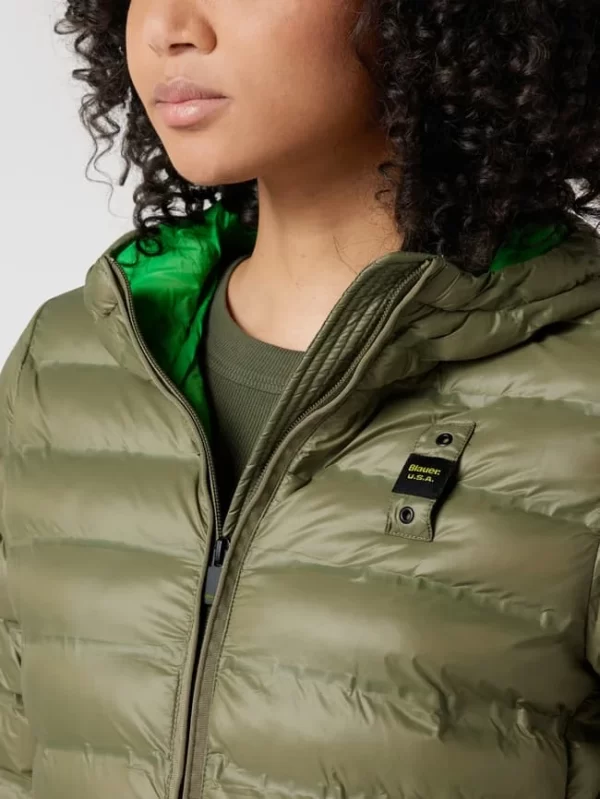 Blauer Usa Steppjacke Mit Label-Patch – Olivgrün 4