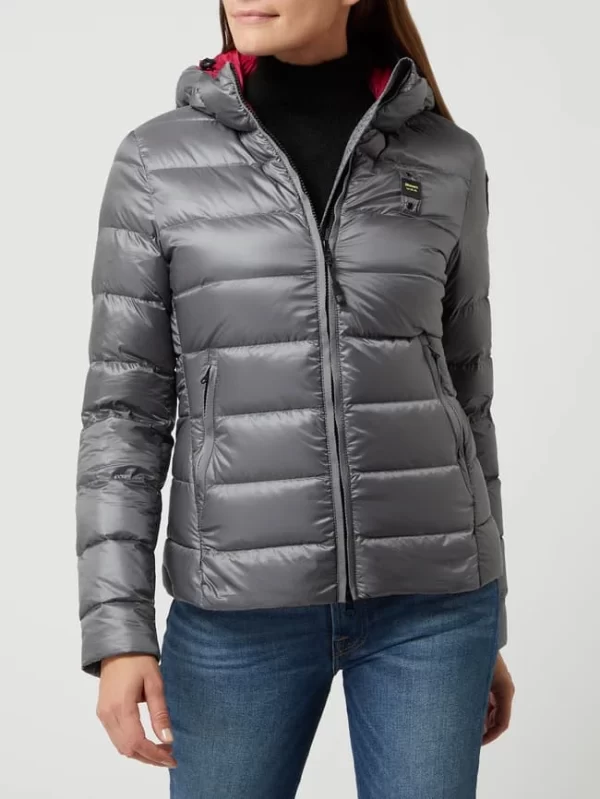 Blauer Usa Daunenjacke Mit Kapuze – Silber 5