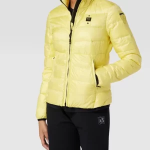 Blauer Usa Daunenjacke In Stepp-Optik – Gelb 13