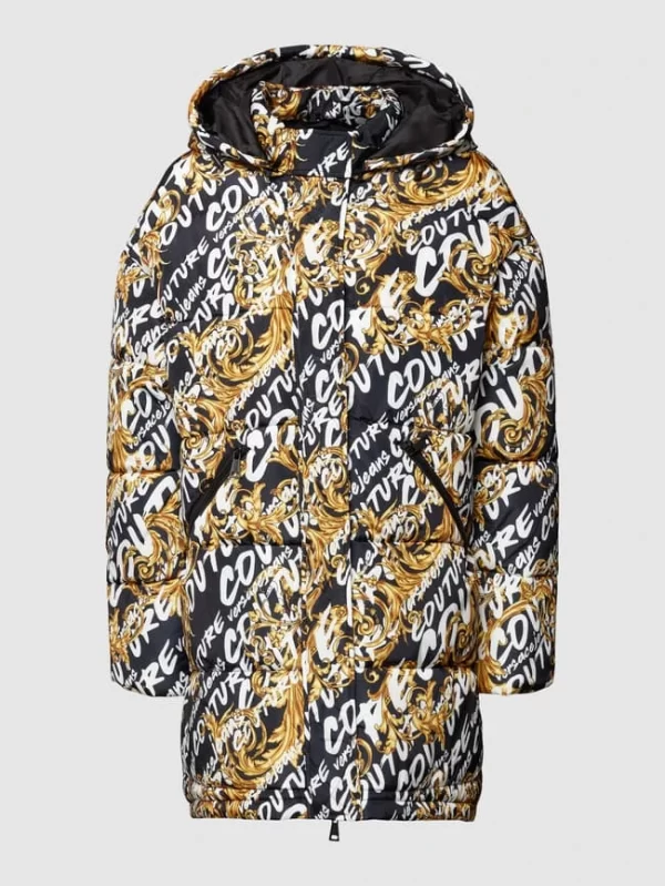Versace Jeans Couture Steppjacke Mit Allover-Logo – Schwarz 3