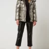 Blauer Usa Steppjacke In Metallic-Optik Mit Wattierung – Silber 17