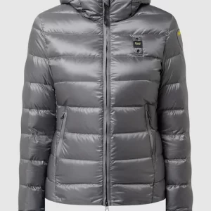 Blauer Usa Daunenjacke Mit Kapuze – Silber 9
