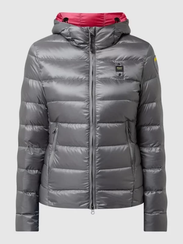 Blauer Usa Daunenjacke Mit Kapuze – Silber 3