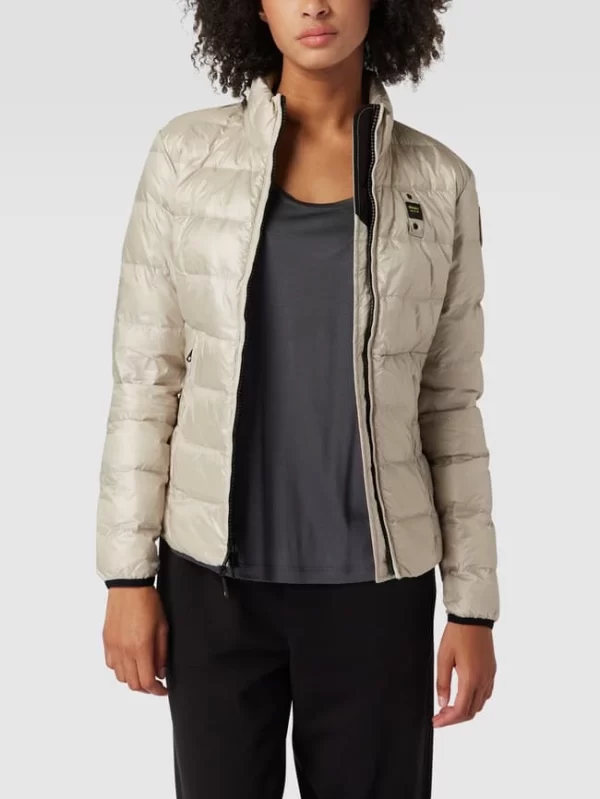 Blauer Usa Daunenjacke In Stepp-Optik – Silber 5