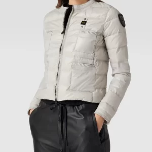 Blauer Usa Daunenjacke In Stepp-Optik – Silber 13