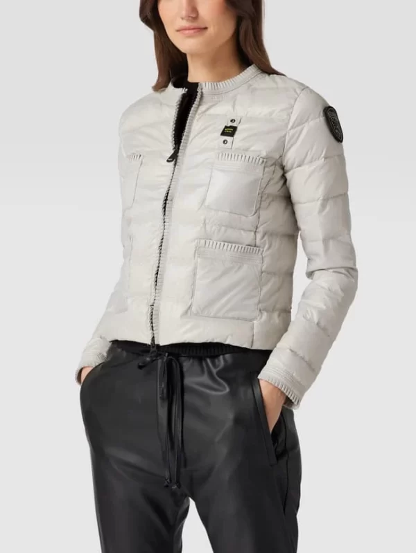 Blauer Usa Daunenjacke In Stepp-Optik – Silber 5