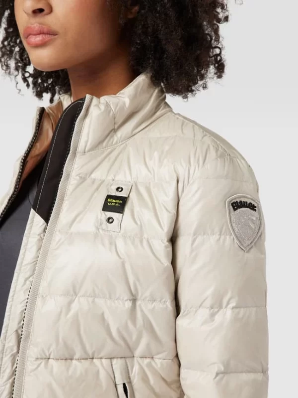 Blauer Usa Daunenjacke In Stepp-Optik – Silber 4
