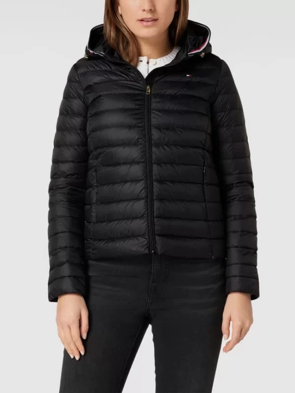 Tommy Hilfiger Daunenjacke In Stepp-Optik Mit Kapuze – Schwarz 5
