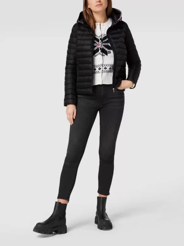 Tommy Hilfiger Daunenjacke In Stepp-Optik Mit Kapuze – Schwarz 1